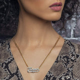 Ari&Lia CURB CHAINS Diamond Accent Double Plated Karen With Curb Chain