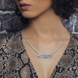 Ari&Lia CURB CHAINS Diamond Accent Double Plated Name Necklace With Curb Chain