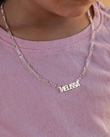 Ari&Lia CURB CHAINS Kids Block Name Necklace with Figaro Chain