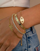 Ari&Lia Delicate Bracelets Curb Bracelet with CZ Bar