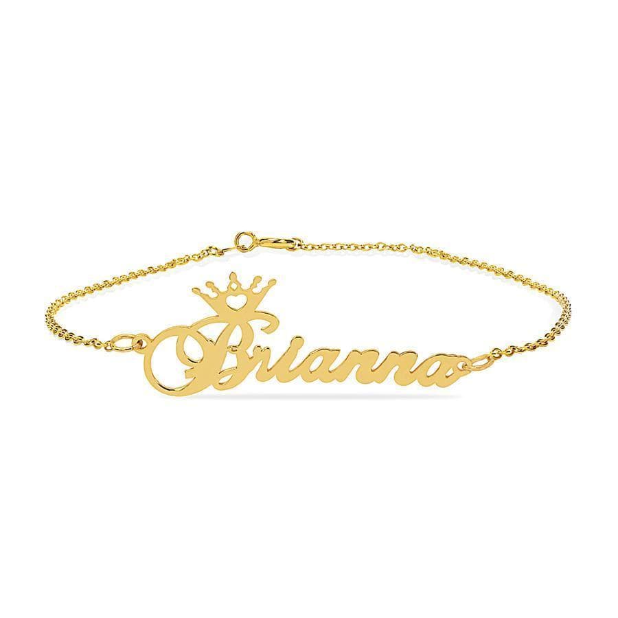 Ari&Lia Delicate Crown Ankle Name Bracelet