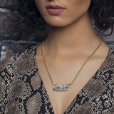 Ari&Lia Double Plated Necklaces Diamond Accent Double Name Necklace With Double Heart on Curb Chain