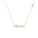 Ari&Lia Double Plated Necklaces Single Script Name Necklace with Cross