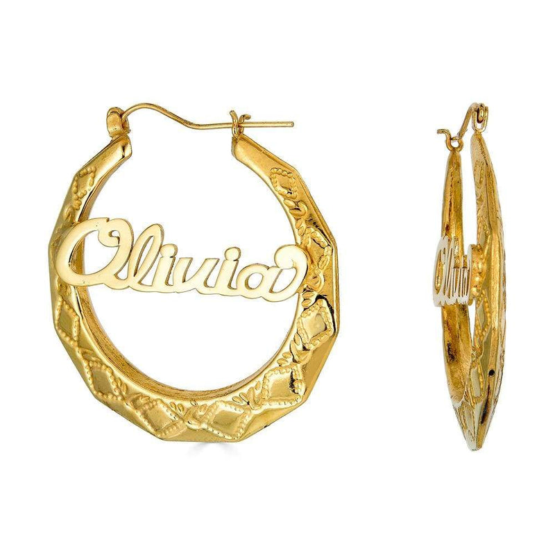 Ari&Lia Hoop Earrings Gold Plated 2" Hoop Name Earrings NE90601-GPSS