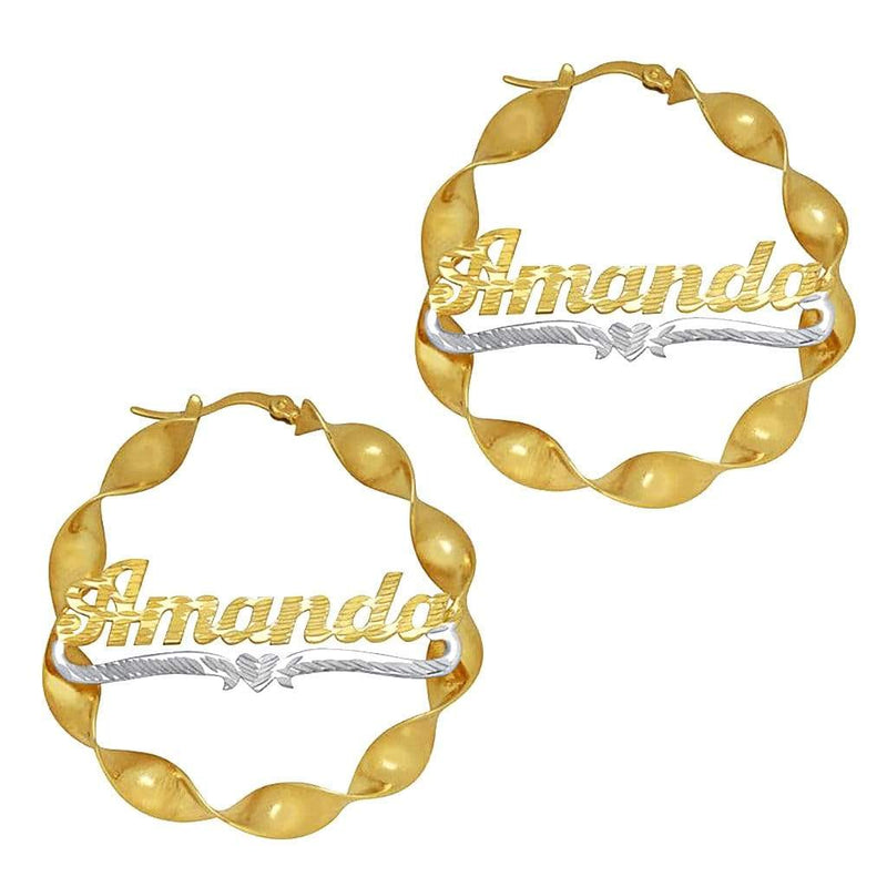 Ari&Lia Hoop Earrings Gold Plated Curling Hoop Name Earrings