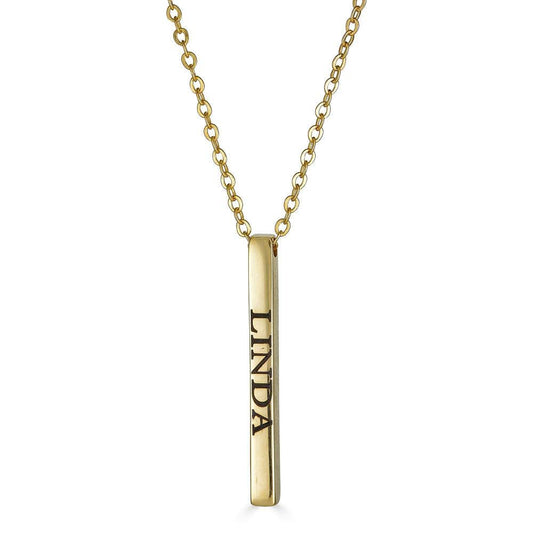 Ari&Lia Gold Plated Kids Block Letter Vertical Bar With Link Chain NP-LONGBAR-GPSS