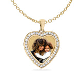 Ari&Lia Photo Pendant Gold Plated / Link Chain Heart Shaped Photo Pendant with Stones PP203-BR-GP