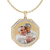 Ari&Lia Photo Pendant Gold Plated / Link Chain Round Photo Pendant with Stones PP201-BR-GP
