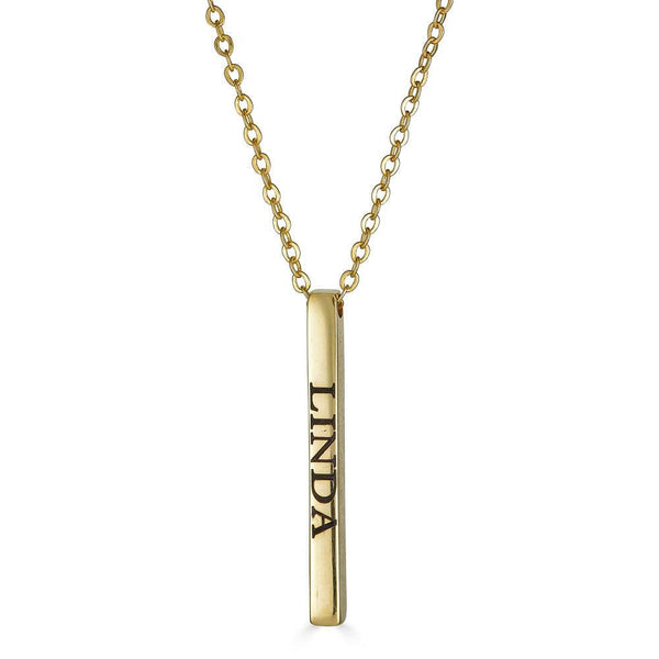 Ari&Lia Trendy Gold Plated Block Letter Vertical Bar With Link Chain NP-LONGBAR-BRS-GPSS