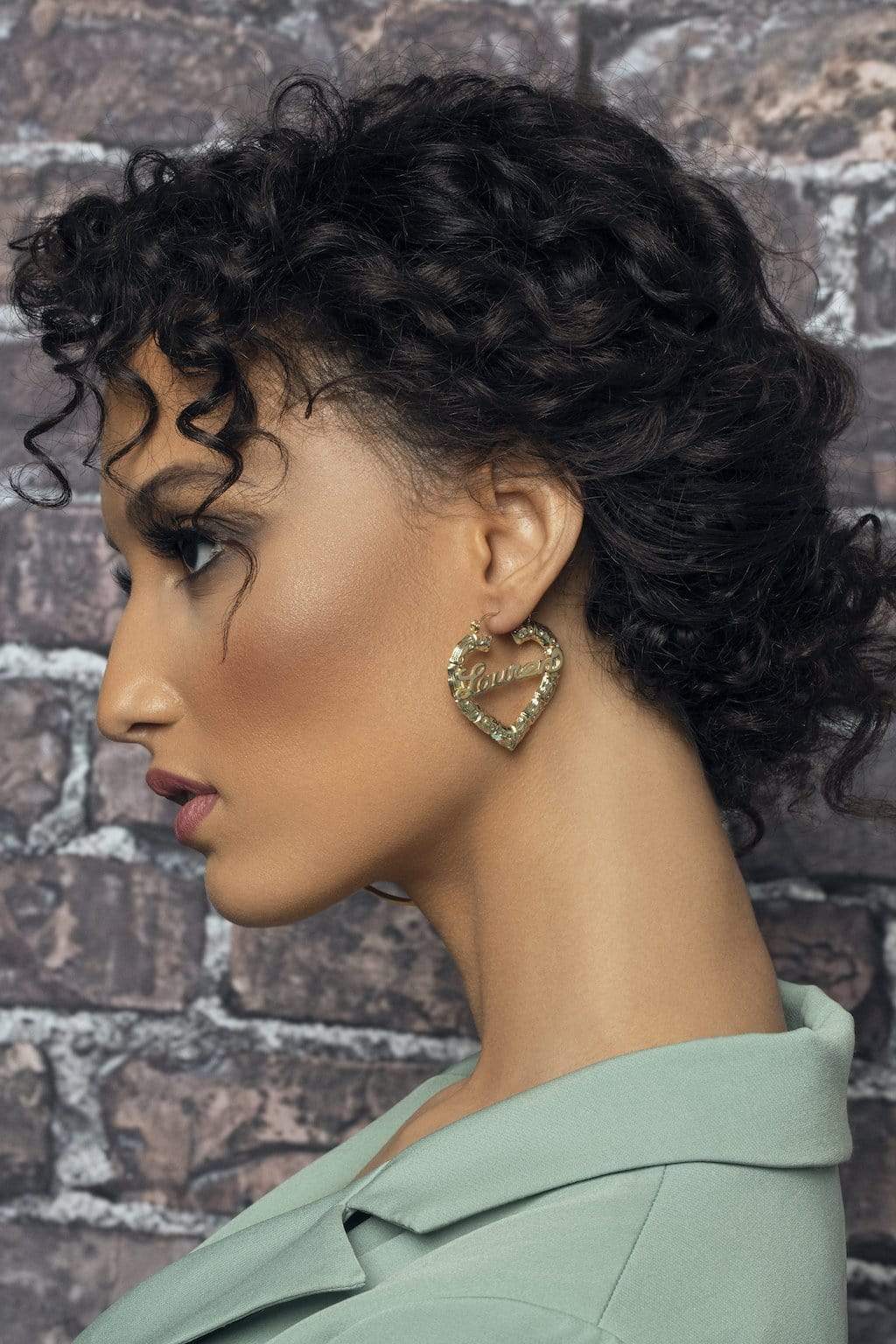 Ari&Lia Hoop Earrings Heart Shape Bamboo Name Earrings