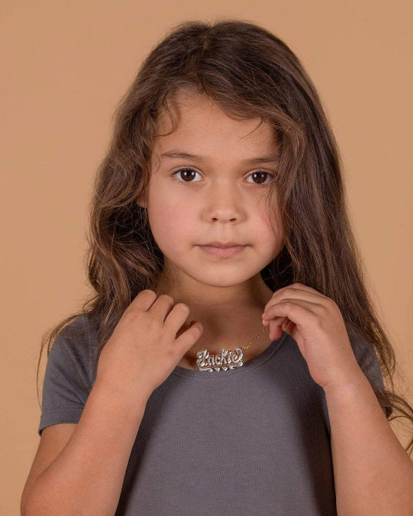 Ari&Lia Kids Name Necklace Double Plate Kids Name Necklace With Curb Chain