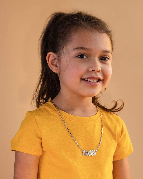 Ari&Lia Kids Name Necklace Paper Clip Kids Single Name Necklace With Diamond Accent.