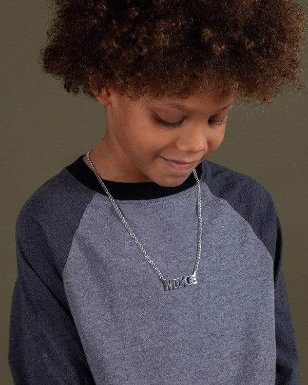 Ari&Lia KIDS Single Plated Block Kids Name Necklace With Curb Chain.