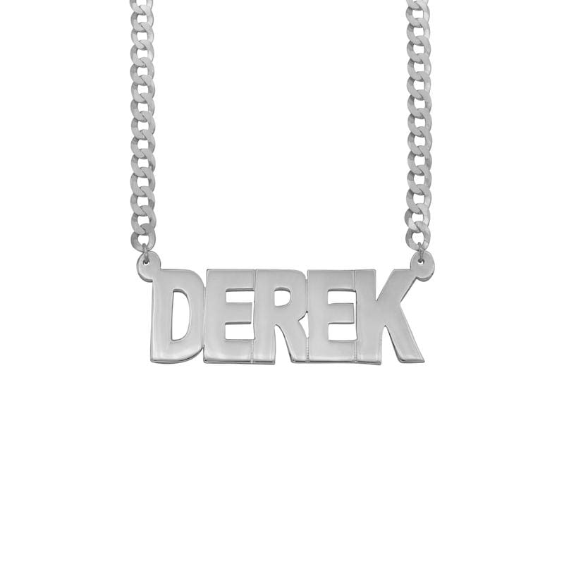 Ari&Lia MENS Mens Block Name Necklace with Curb Chain