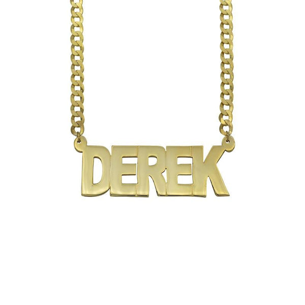 Ari&Lia MENS Mens Block Name Necklace with Curb Chain