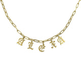 Ari&Lia Name Necklace Paperclip Necklace with Gothic initials