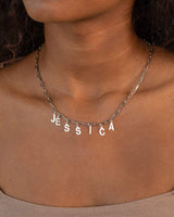 Ari&Lia PAPERCLIP COLLECTION Block Spaced Out Name Necklace with Paper Clip Chain
