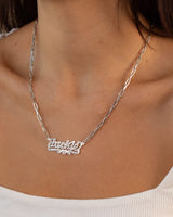 Ari&Lia PAPERCLIP COLLECTION Single Plated Script Name Necklace with Paper Clip Chain