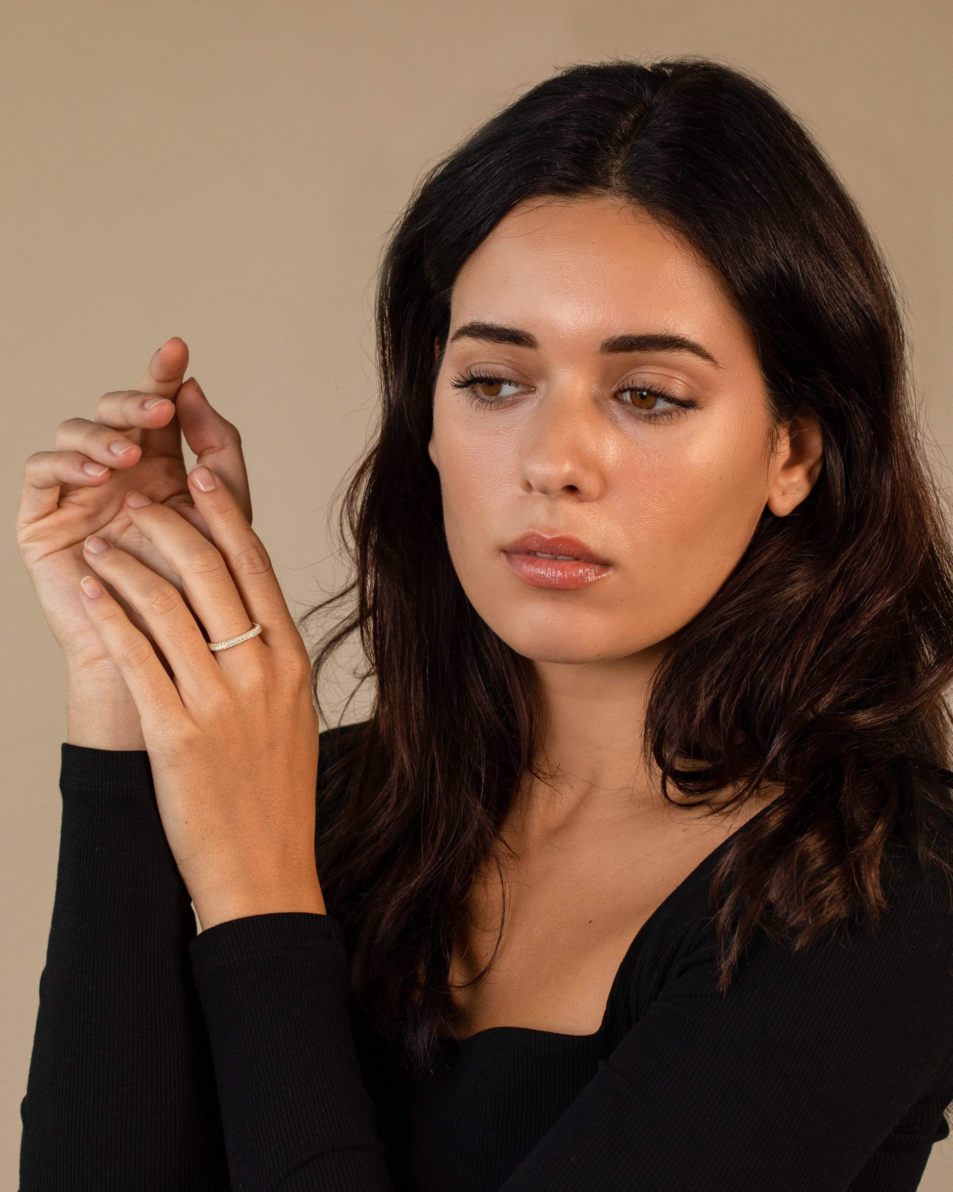Ari&Lia Rings Square Ring with Cubic Zirconia