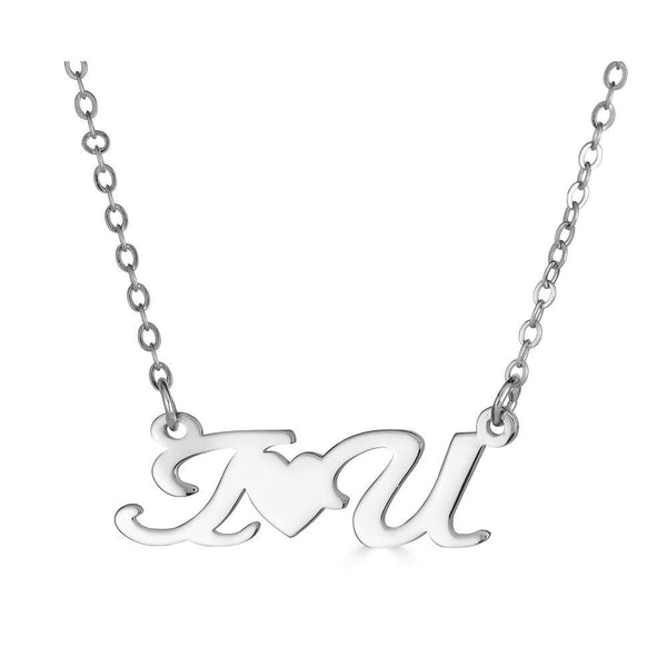 Ari&Lia Empowered Name Necklaces Silver Plated I ❤️ U Empowered Name Necklace NP90580-IHRTU-SS