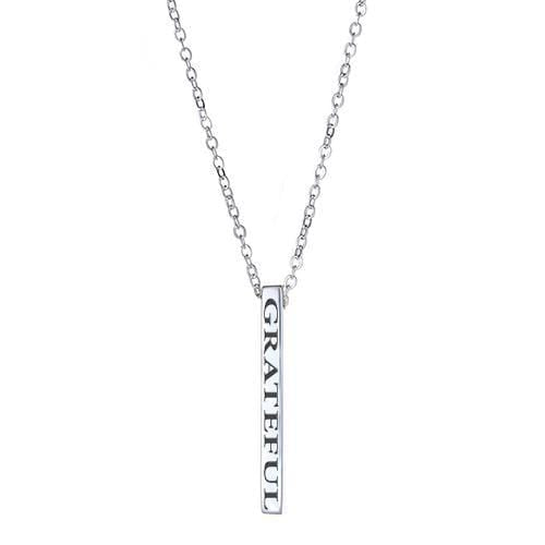 Ari&Lia Empowered Vertical Bars Silver Plated Grateful Empowered Vertical Bar NP-LONGBAR-GRATEFUL-SS