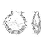 Ari&Lia Hoop Earrings Silver Plated 2" Bamboo Name Earrings NE90605-SS
