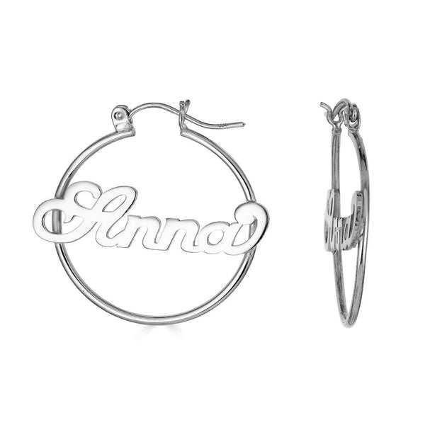 Ari&Lia Hoop Earrings Silver Plated Script Hoop Name Earrings NE90602-SS
