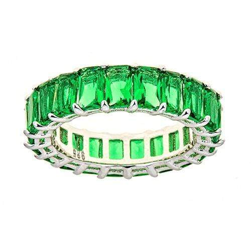 Ari&Lia Rings Silver Plated Green Emerald Eternity Ring Eternity ring Green