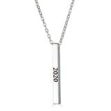Ari&Lia Trendy Silver Plated Block Letter Vertical Bar With Link Chain NP-LONGBAR-BRS-SS