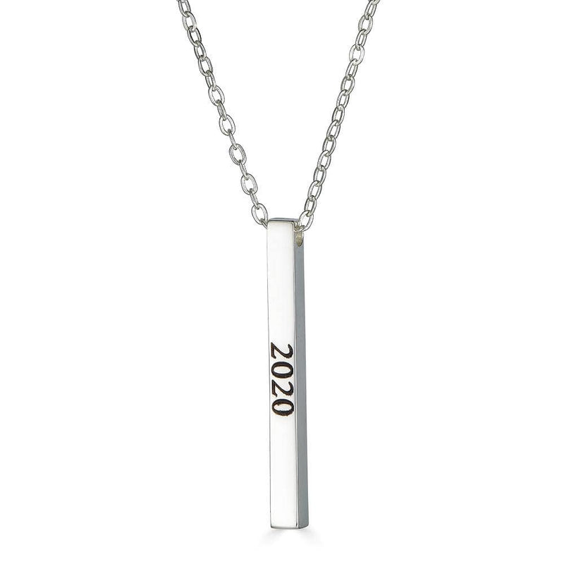 Ari&Lia Trendy Silver Plated Block Letter Vertical Bar With Link Chain NP-LONGBAR-BRS-SS