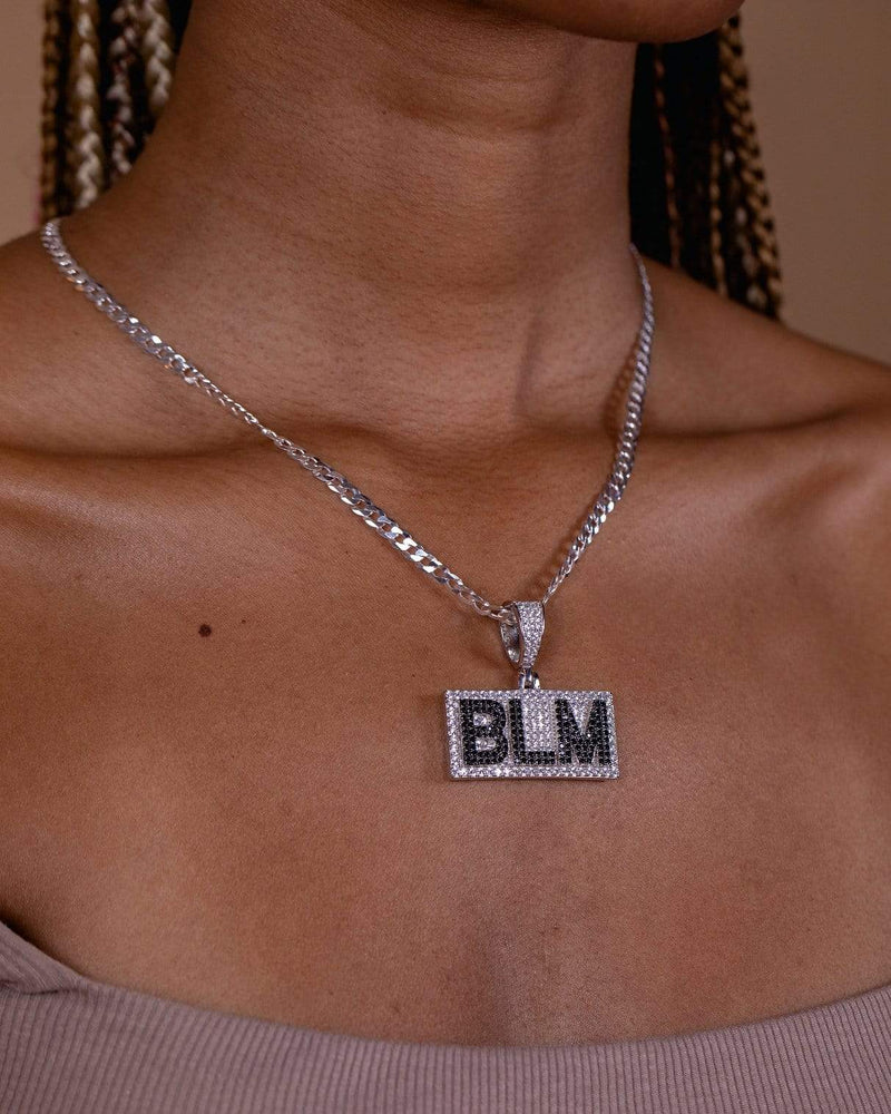 Ari&Lia Single & Trendy BLM Pendant With Curb Chain. 2.5 Cubic Zirconia