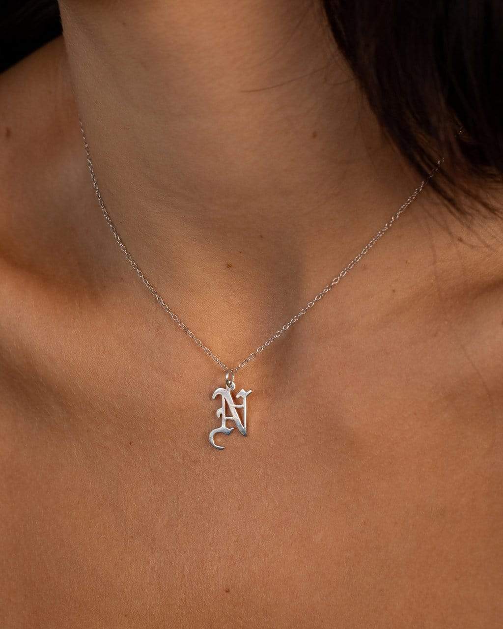 Ari&Lia Single & Trendy Gothic Initial Necklace