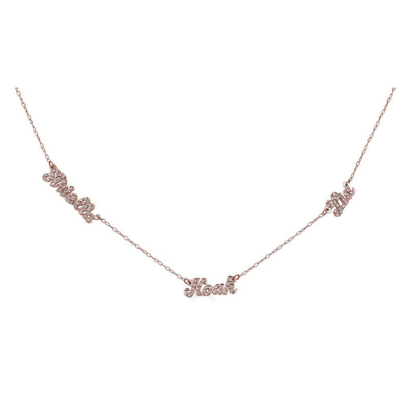Ari&Lia Single & Trendy Script Mini Name Necklace With Diamonds