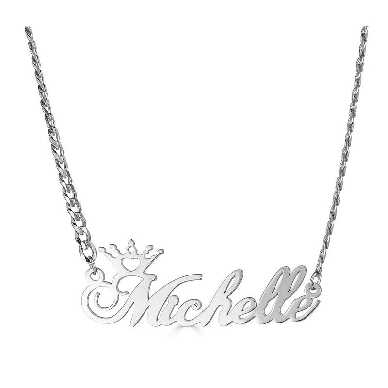 Ari&Lia CURB CHAINS Sterling Silver Celebrity Inspired Single High Polish Script Name Necklace With Curb Chain NP30568-Curb-SS