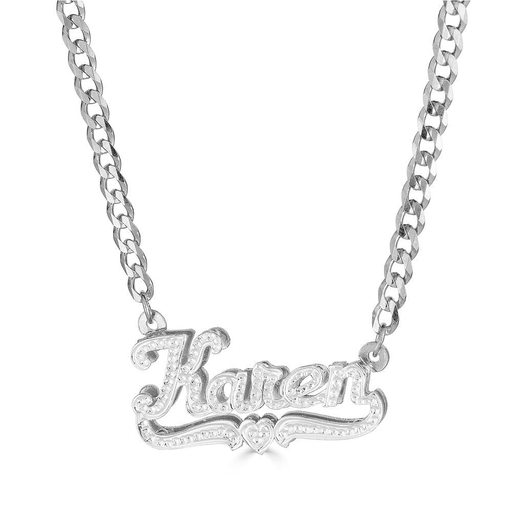 Ari&Lia CURB CHAINS Sterling silver Diamond Accent Double Plated Karen With Curb Chain NP90693-CURB-SS
