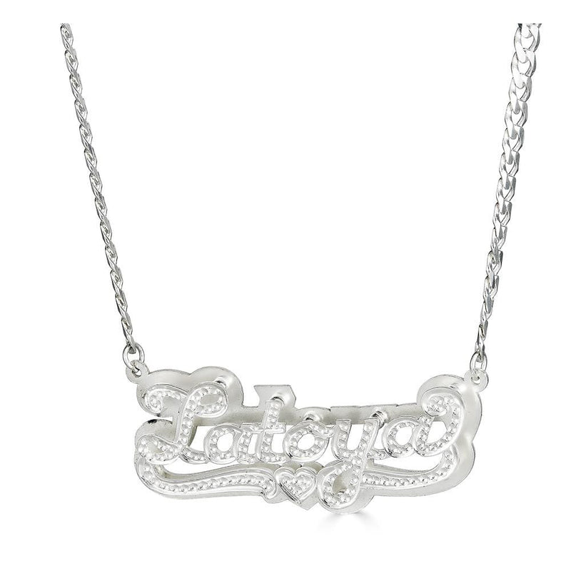 Ari&Lia CURB CHAINS Sterling silver Diamond Accent Double Plated Name Necklace With Curb Chain NPGF101-Curb-SS