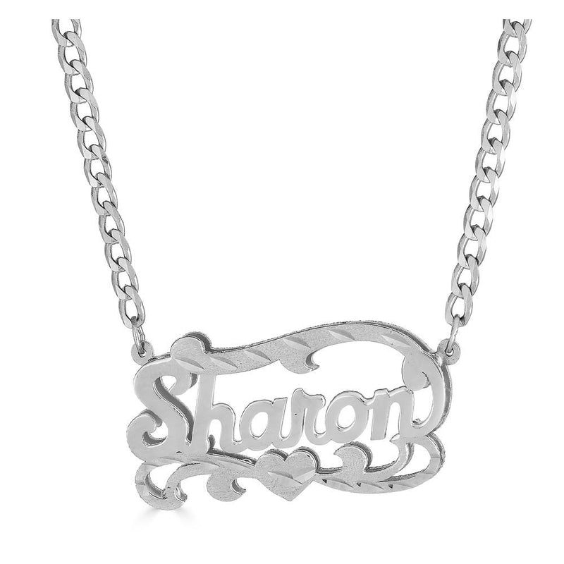 Ari&Lia CURB CHAINS Sterling silver Diamond Cut Double Plated Name Necklace With Curb Chain NP90587-CURB-SS
