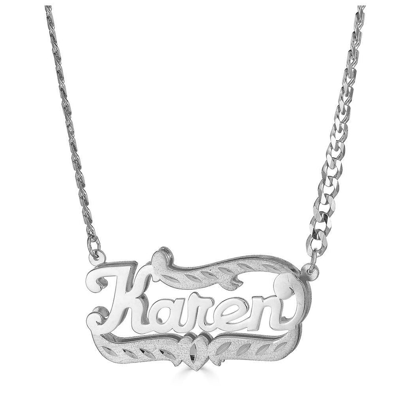 Ari&Lia CURB CHAINS Sterling silver Diamond Cut Double Plated Name Necklace With Curb Chain NP90588-Curb-SS