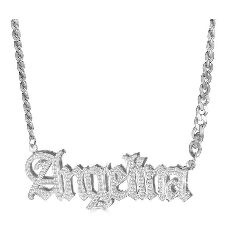 Ari&Lia CURB CHAINS Sterling Silver Double Plated Gothic Name Necklace With Curb Chain NP30578-CURB-DBL-SS