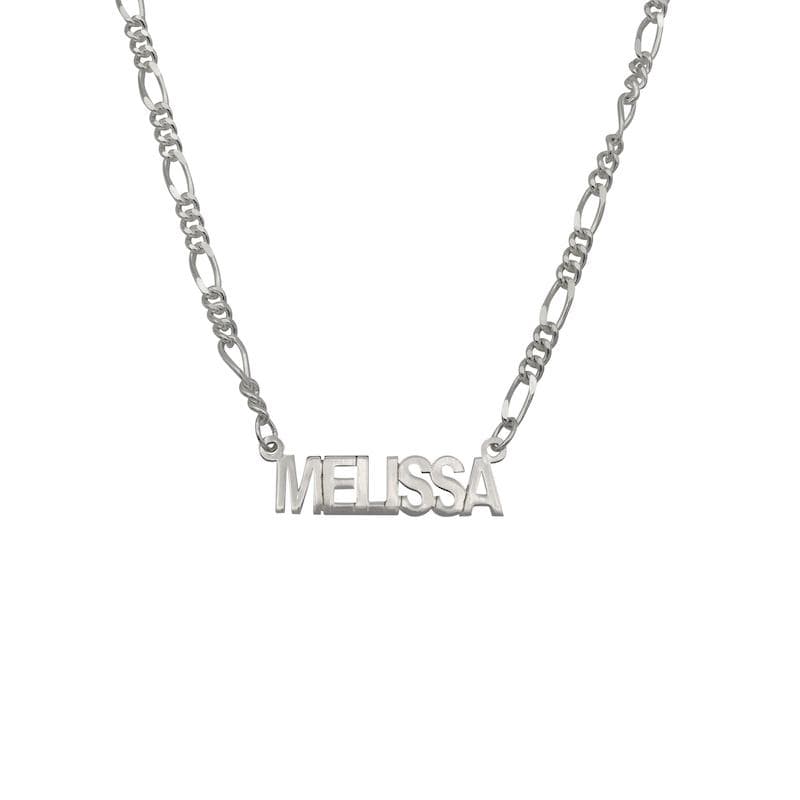 Ari&Lia CURB CHAINS Sterling silver Kids Block Name Necklace with Figaro Chain NP5-KIDS-FIGARO-SS
