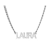 Ari&Lia CURB CHAINS Sterling Silver Single Block High Polish Name Necklace With Curb Chain NP5-CURB-SS