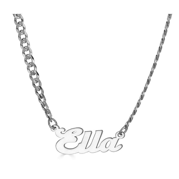 Ari&Lia CURB CHAINS Sterling Silver Single High Polish Script Name Necklace With Curb Chain NP30541-Curb-SS