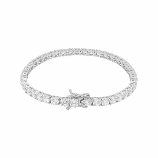 Ari&Lia Delicate Bracelets Sterling Silver Curb Bracelet with CZ Bar