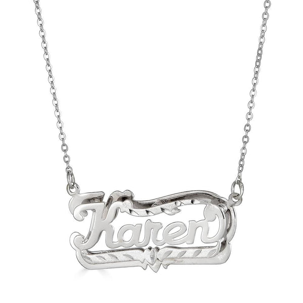 Ari&Lia Double Plated Necklaces Sterling silver Diamond Cut Double Plated Name Necklace NP80047-SS