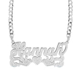 Ari&Lia Double Plated Necklaces Sterling Silver Turtle Doves Diamond Accent Name Necklace With Curb Chain NP267-S