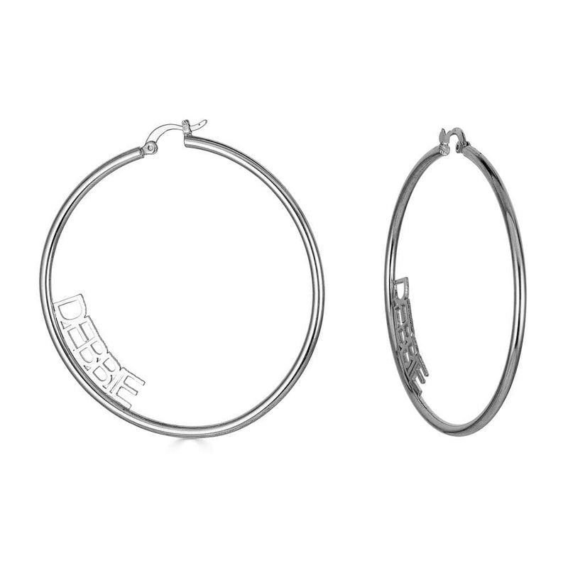 Ari&Lia Hoop Earrings Sterling Silver Block Letter Inside Hoop Name Earrings NE91368-SS