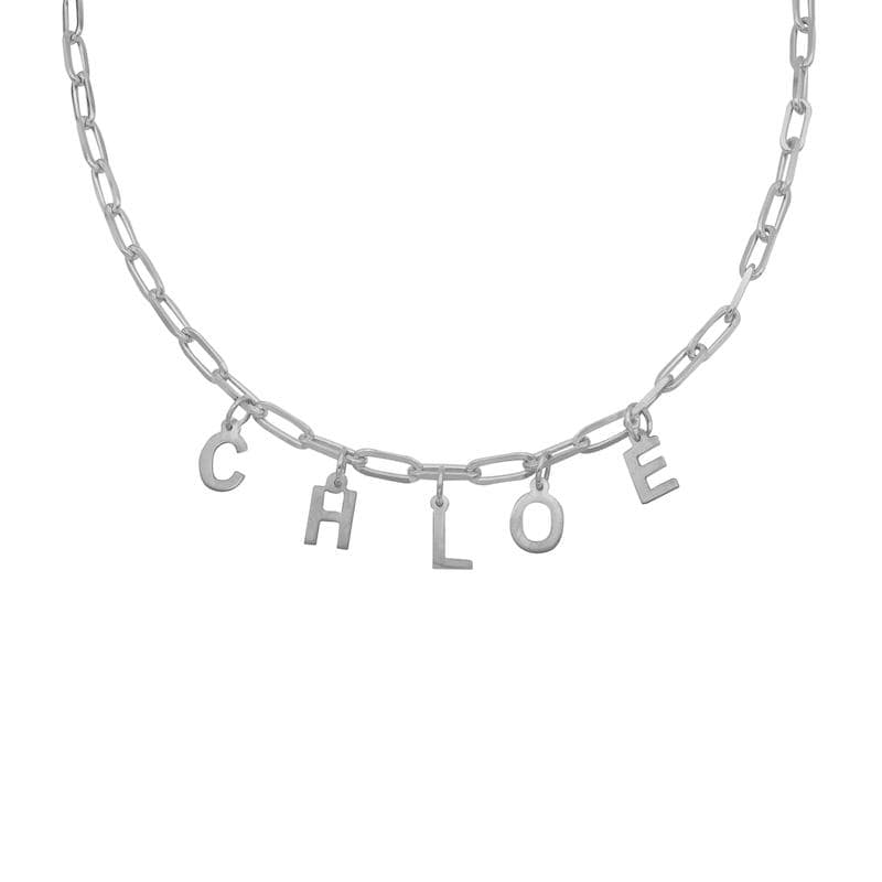 Ari&Lia Kids Name Necklace Sterling silver Kids Paper Clip Necklace with Block Letters P5050-KIDS-SS