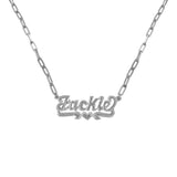 Ari&Lia Kids Name Necklace Sterling Silver Paper Clip Kids Single Name Necklace With Diamond Accent. 873-PPC-KIDS-SS