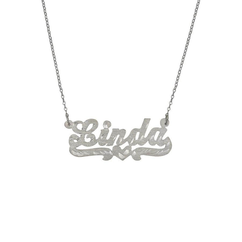 Ari&Lia Kids Name Necklace Sterling Silver Single Plated Kids Name Necklace with Brush Diamond Cut 01Q833-KIDS-SS