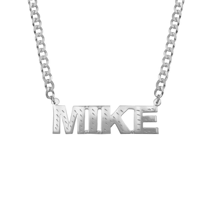 Ari&Lia KIDS Sterling Silver Single Plated Block Kids Name Necklace With Curb Chain. 876-KIDS-SS